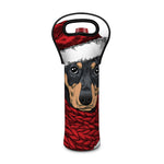 Christmas Santa Dachshund Print Single Neoprene Wine Tote