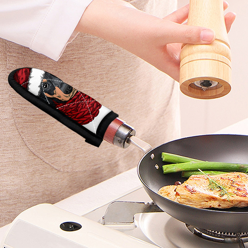 Christmas Santa Dachshund Print Skillet Handle Cover