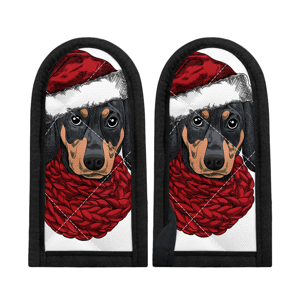 Christmas Santa Dachshund Print Skillet Handle Cover