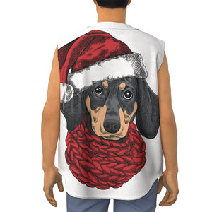 Christmas Santa Dachshund Print Sleeveless Baseball Jersey