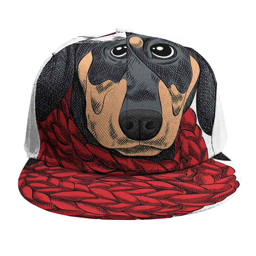 Christmas Santa Dachshund Print Snapback Cap