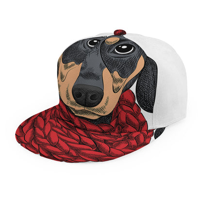 Christmas Santa Dachshund Print Snapback Cap