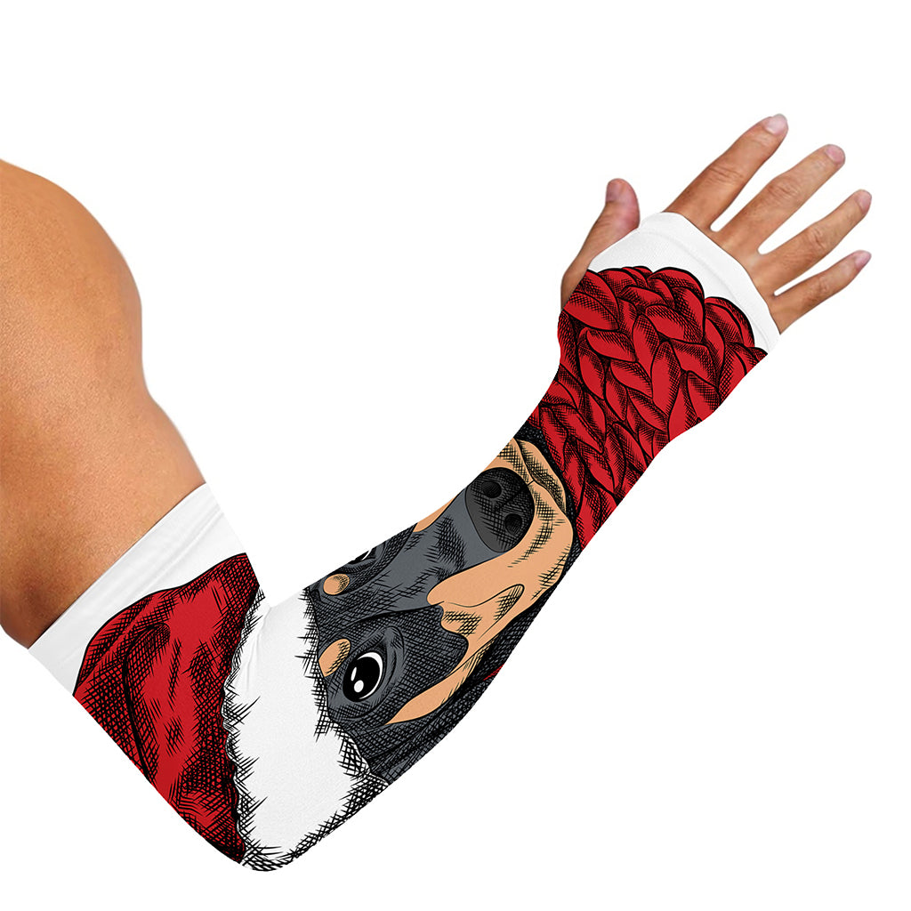 Christmas Santa Dachshund Print Sun Protection Arm Sleeves