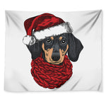 Christmas Santa Dachshund Print Tapestry