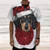 Christmas Santa Dachshund Print Textured Short Sleeve Shirt