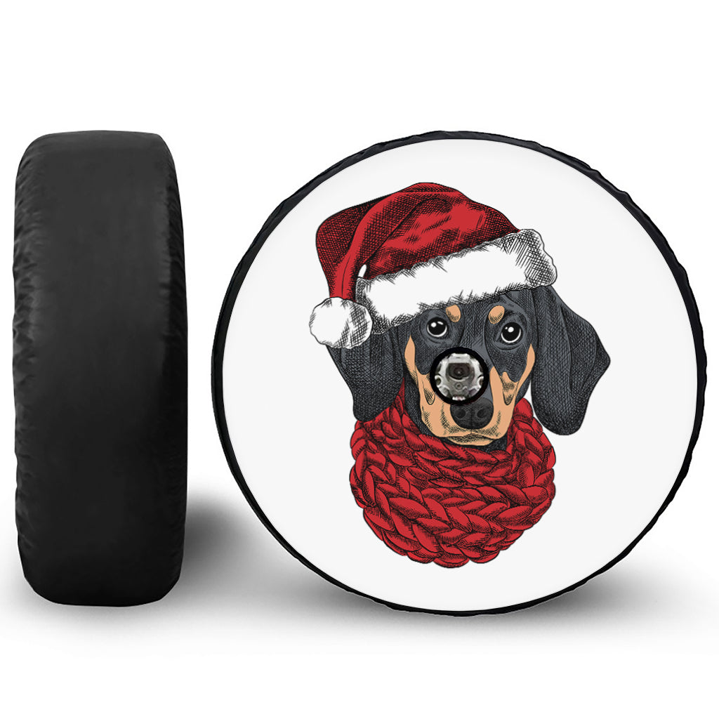 Christmas Santa Dachshund Print Tire Cover With Camera Hole