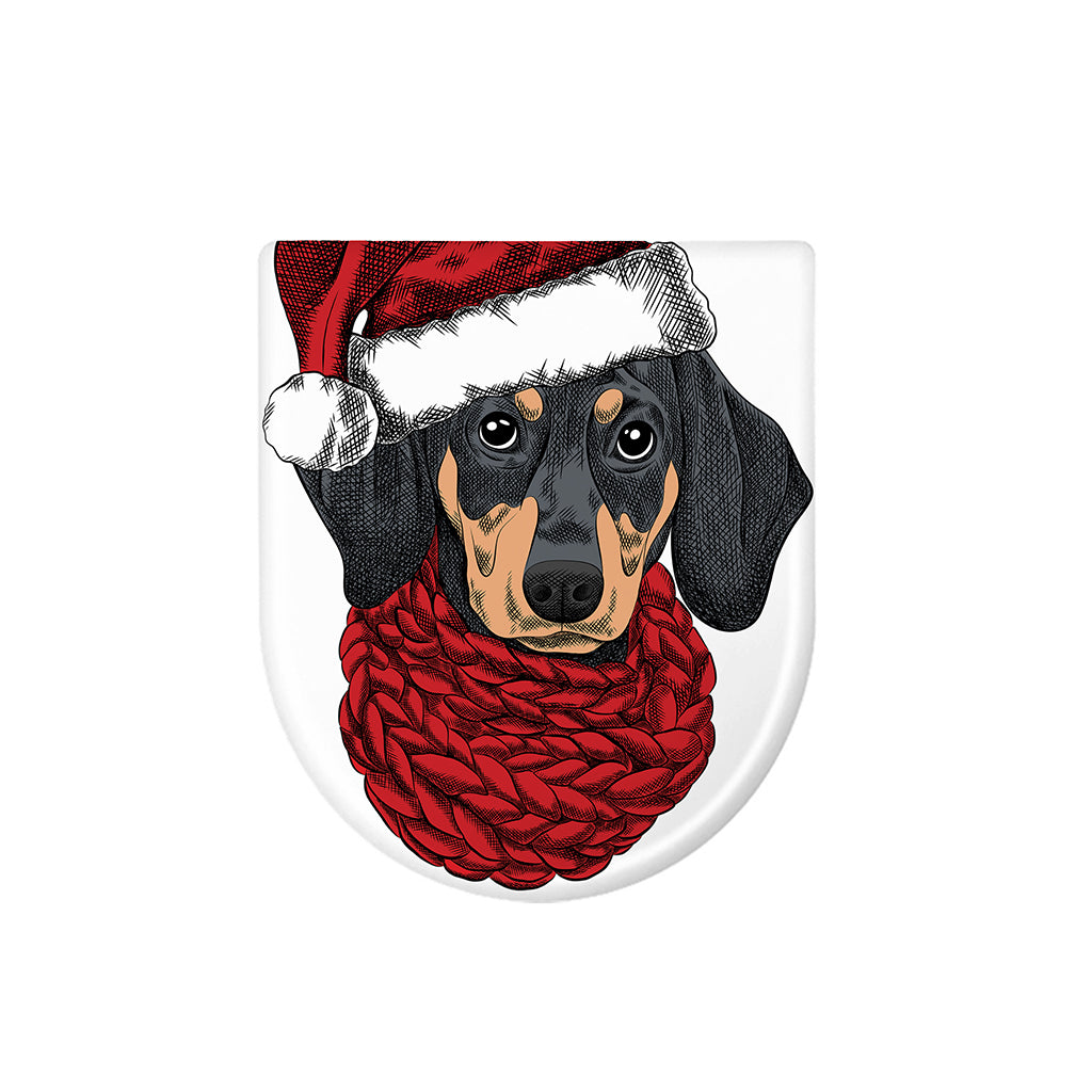 Christmas Santa Dachshund Print Toilet Lid Cover