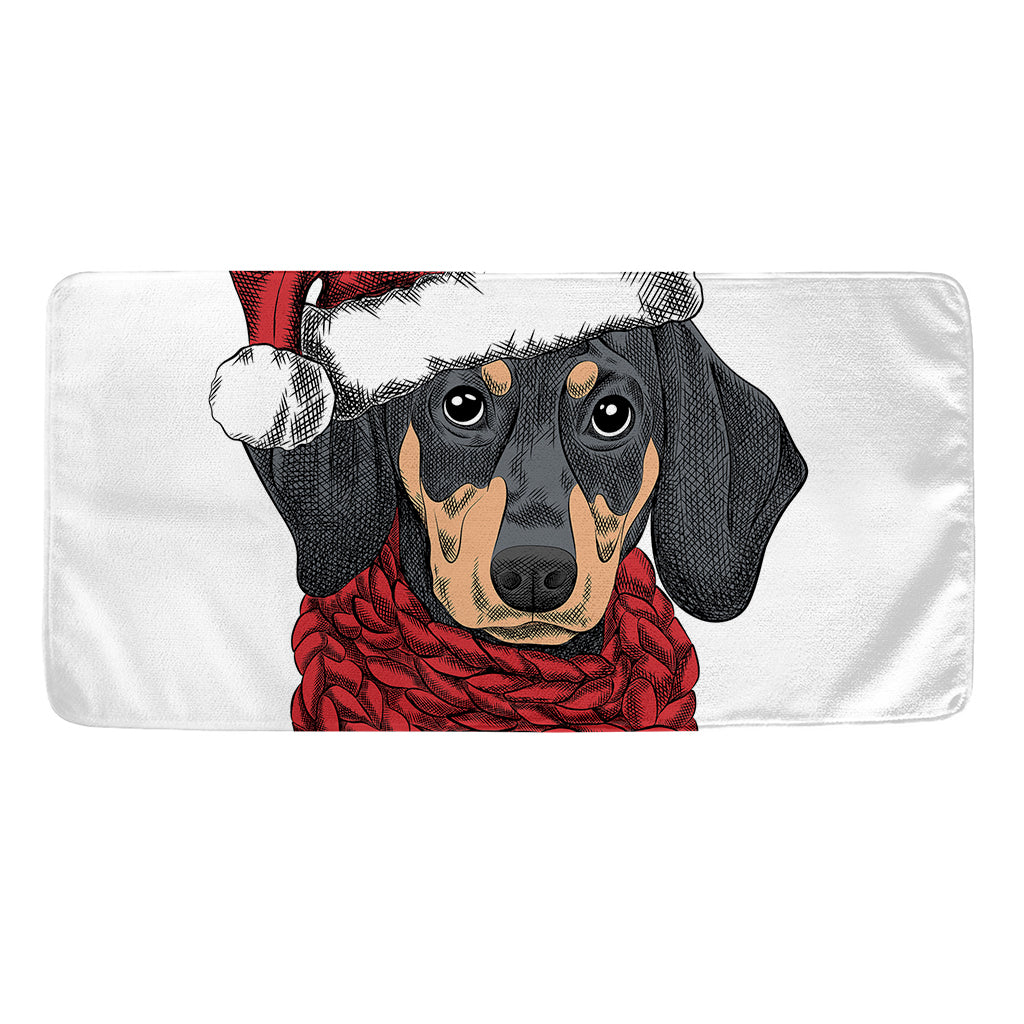 Christmas Santa Dachshund Print Towel