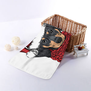 Christmas Santa Dachshund Print Towel