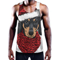Christmas Santa Dachshund Print Men's Workout Tank Top
