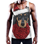 Christmas Santa Dachshund Print Training Tank Top