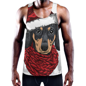 Christmas Santa Dachshund Print Training Tank Top