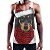 Christmas Santa Dachshund Print Training Tank Top