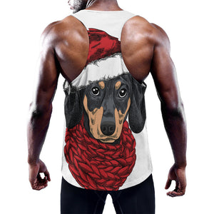 Christmas Santa Dachshund Print Training Tank Top