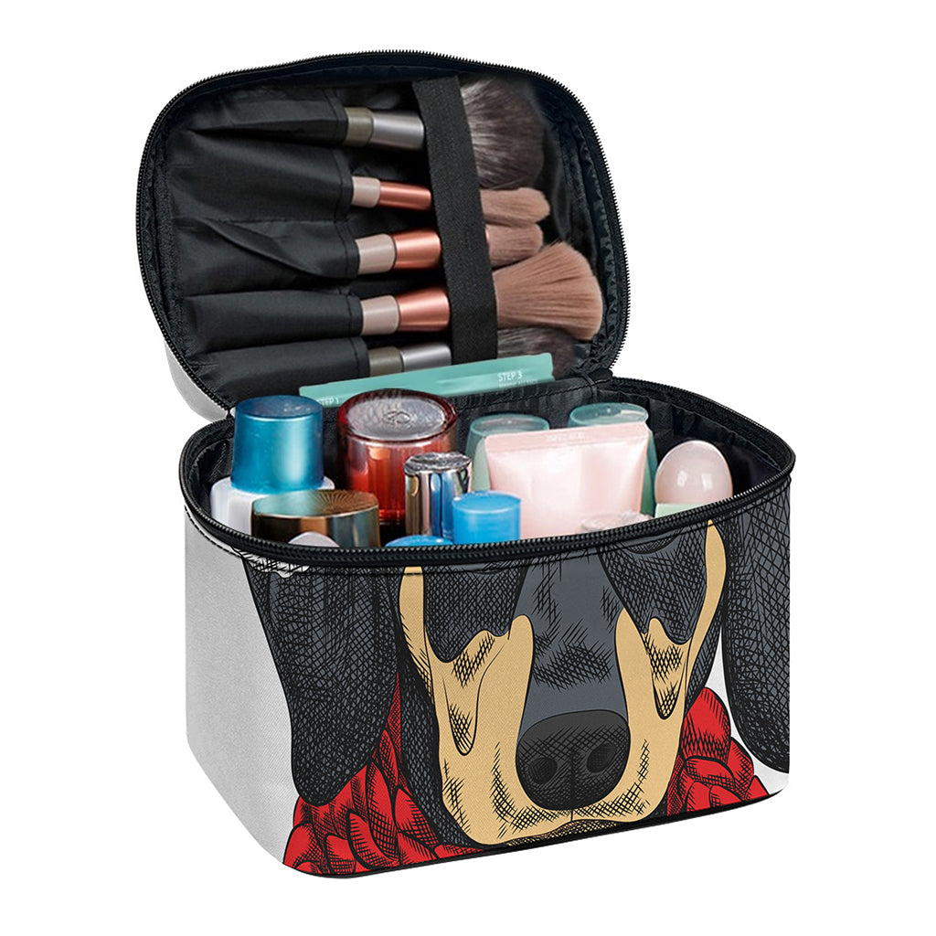 Christmas Santa Dachshund Print Travel Makeup Bag