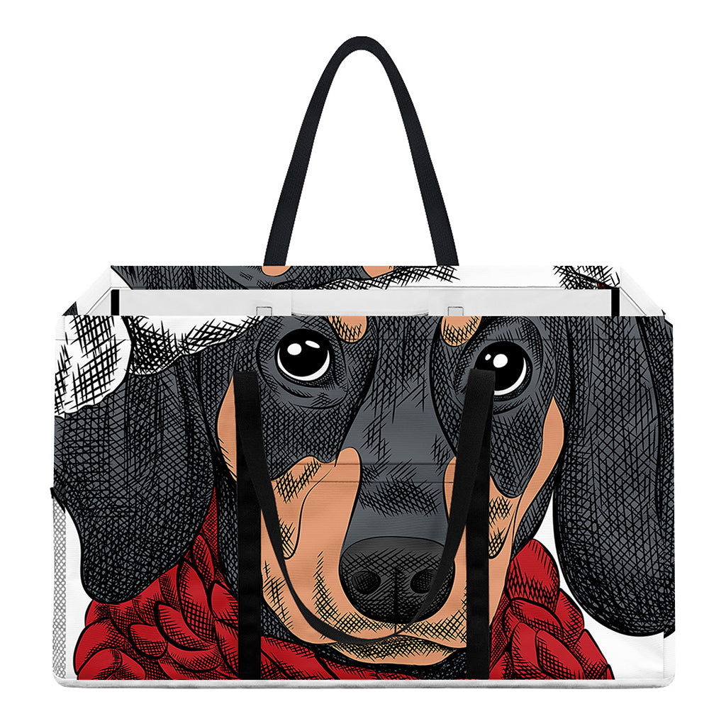 Christmas Santa Dachshund Print Utility Tote Bag