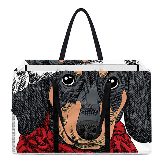 Christmas Santa Dachshund Print Utility Tote Bag