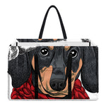 Christmas Santa Dachshund Print Utility Tote Bag