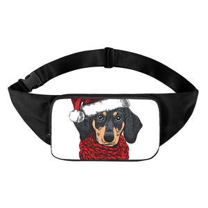 Christmas Santa Dachshund Print Waist Bag