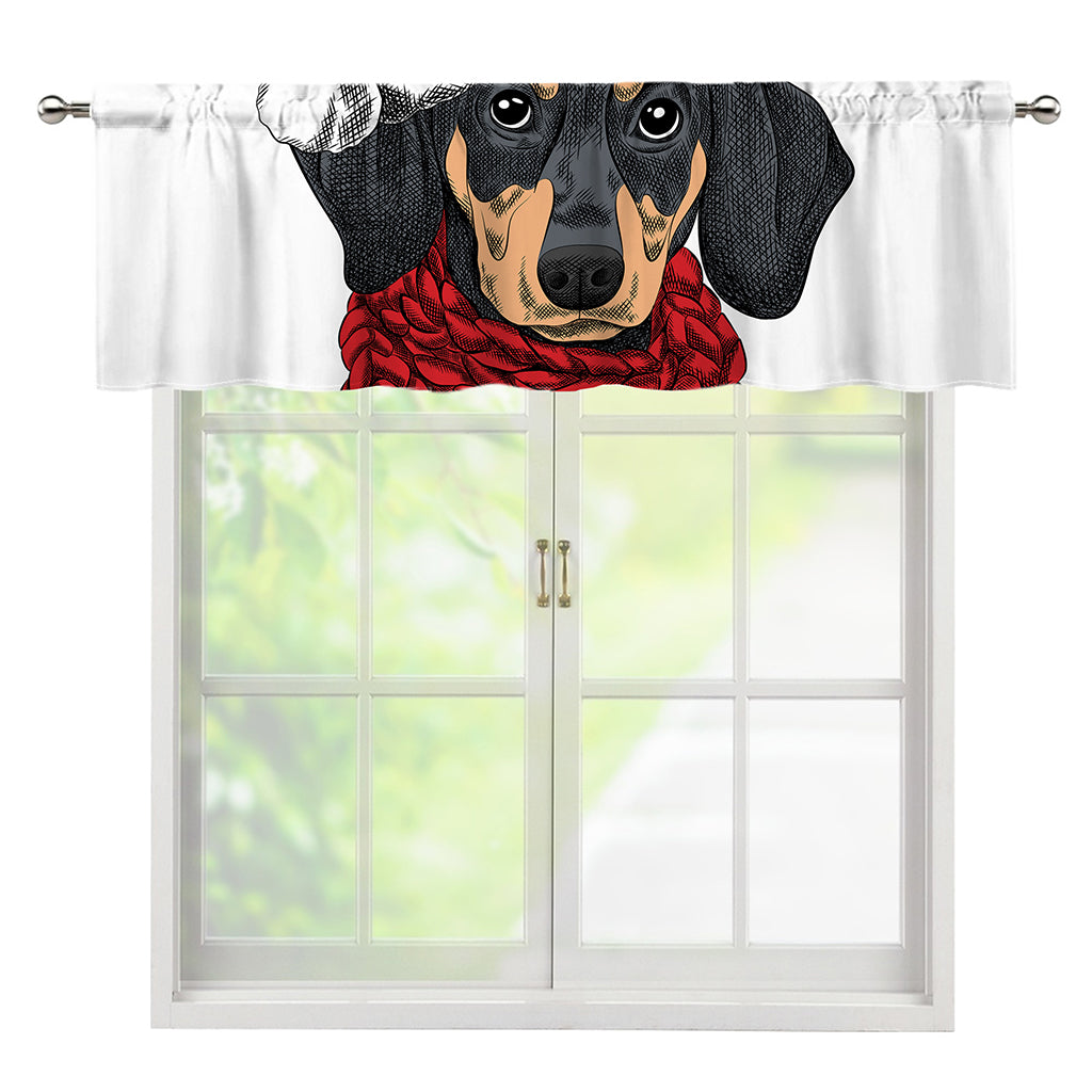 Christmas Santa Dachshund Print Window Valance