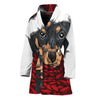 Christmas Santa Dachshund Print Women's Bathrobe