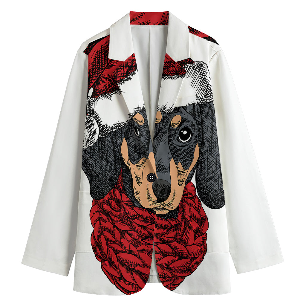 Christmas Santa Dachshund Print Women's Blazer