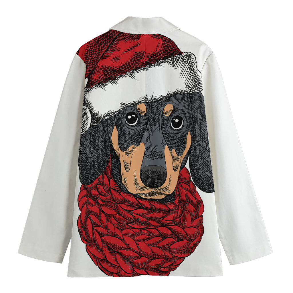 Christmas Santa Dachshund Print Women's Blazer