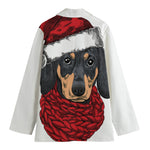 Christmas Santa Dachshund Print Women's Cotton Blazer