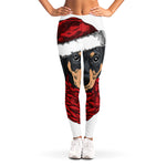 Christmas Santa Dachshund Print Women's Leggings