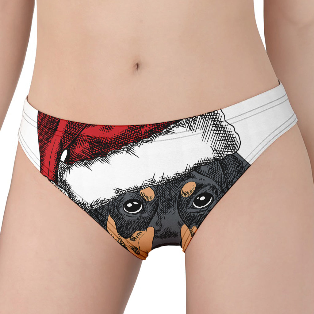 Christmas Santa Dachshund Print Women's Panties