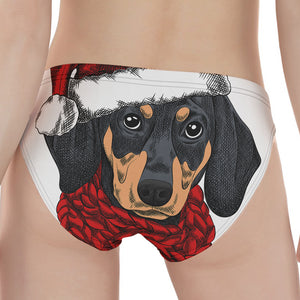 Christmas Santa Dachshund Print Women's Panties