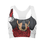 Christmas Santa Dachshund Print Women's Sports Bra