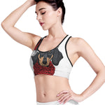 Christmas Santa Dachshund Print Women's Sports Bra