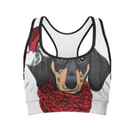 Christmas Santa Dachshund Print Women's Sports Bra