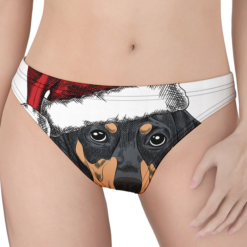 Christmas Santa Dachshund Print Women's Thong