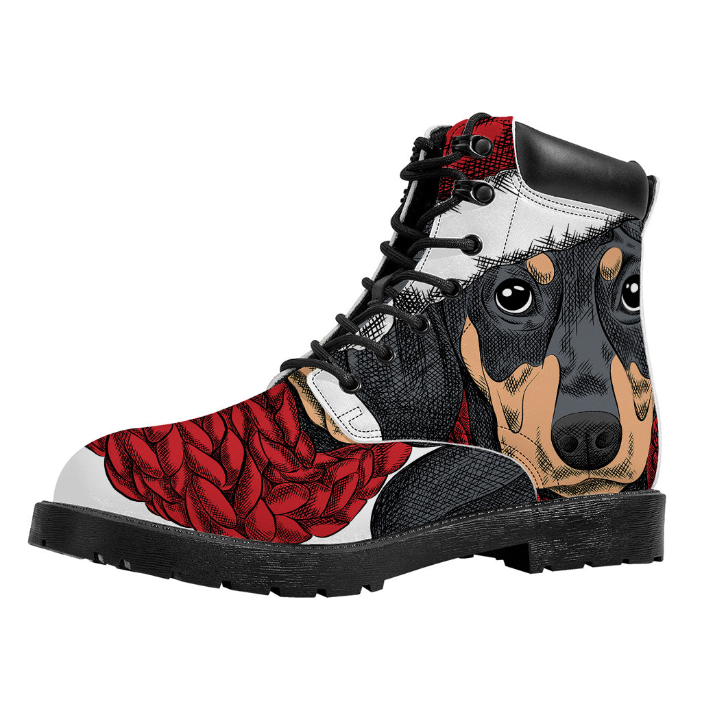 Christmas Santa Dachshund Print Work Boots