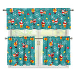 Christmas Santa Gift Pattern Print 3 Piece Kitchen Curtains