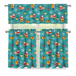 Christmas Santa Gift Pattern Print 3 Piece Kitchen Curtains
