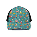 Christmas Santa Gift Pattern Print Black Mesh Trucker Hat