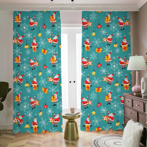 Christmas Santa Gift Pattern Print Blackout Pencil Pleat Curtains