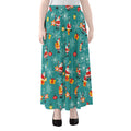 Christmas Santa Gift Pattern Print Chiffon Maxi Skirt