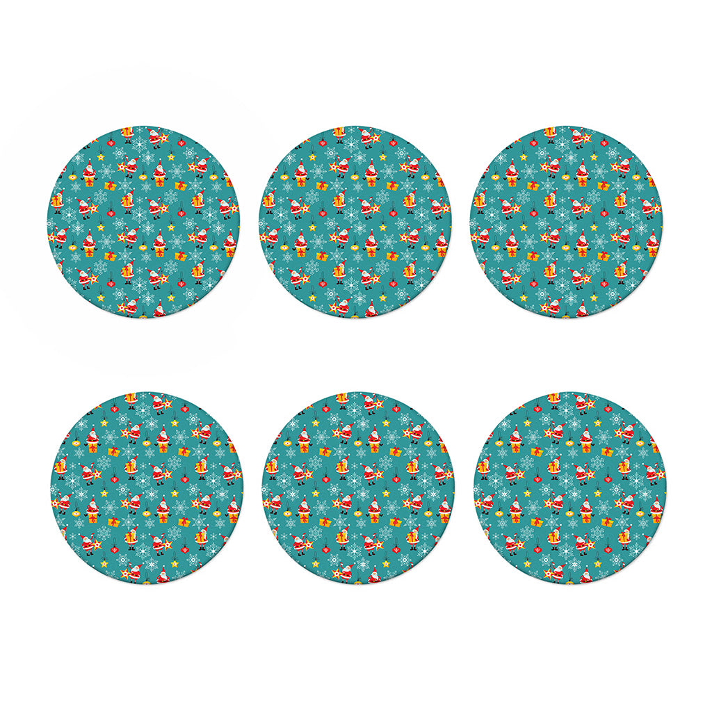 Christmas Santa Gift Pattern Print Coaster Set