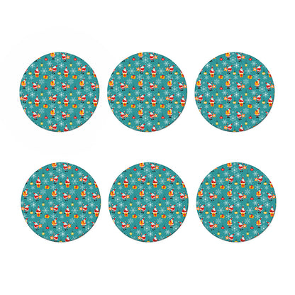 Christmas Santa Gift Pattern Print Coaster Set