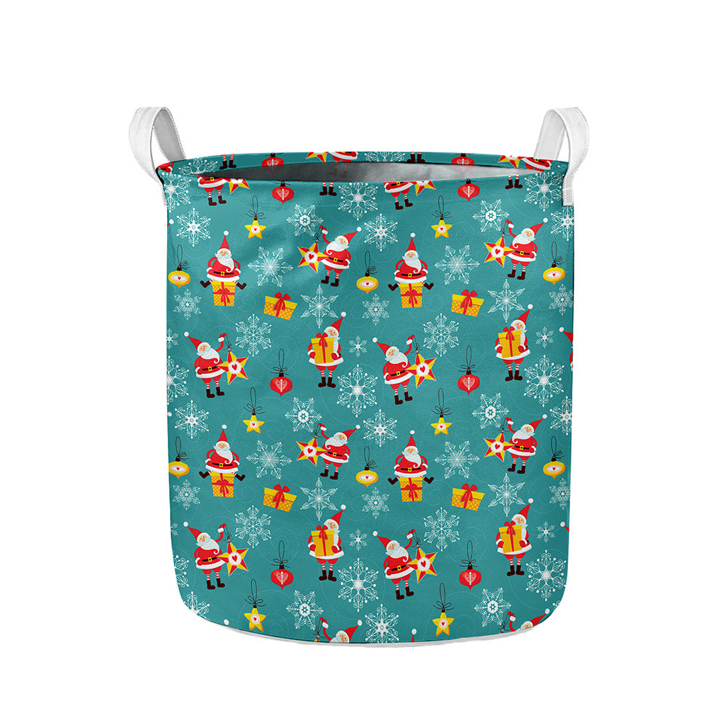 Christmas Santa Gift Pattern Print Collapsible Laundry Basket
