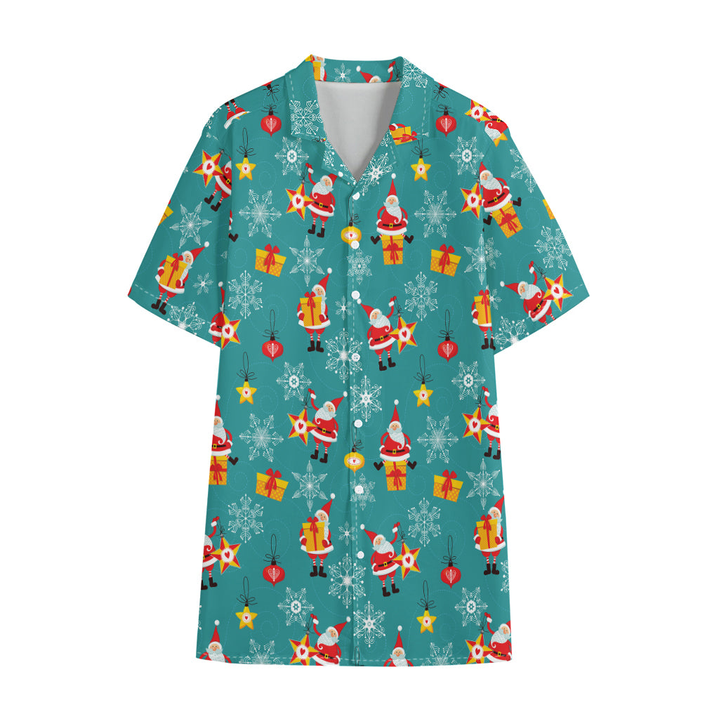 Christmas Santa Gift Pattern Print Cotton Hawaiian Shirt