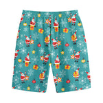 Christmas Santa Gift Pattern Print Cotton Shorts