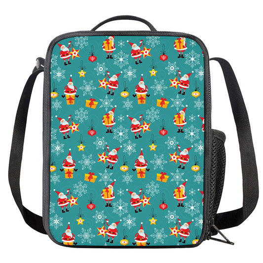 Christmas Santa Gift Pattern Print Crossbody Lunch Bag