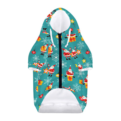 Christmas Santa Gift Pattern Print Dog Zip Up Hoodie