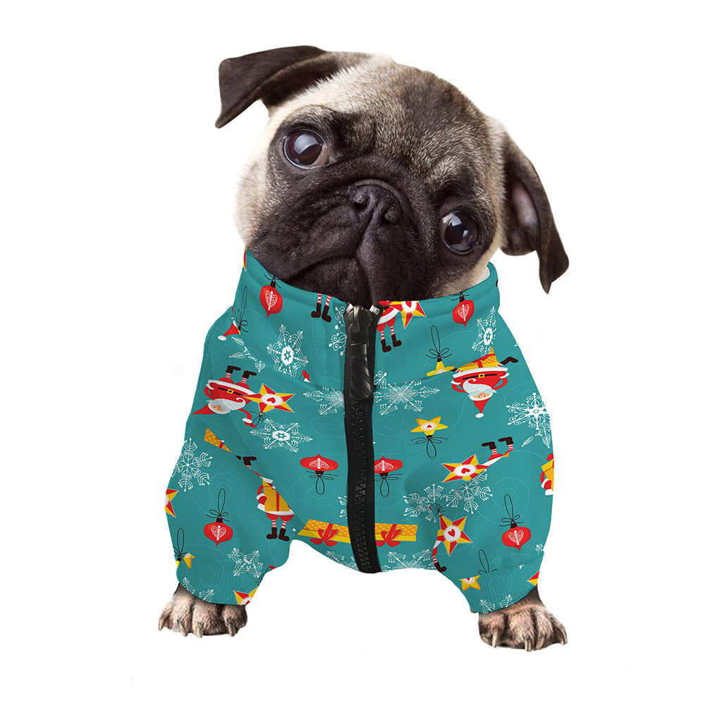Christmas Santa Gift Pattern Print Dog Zip Up Jacket