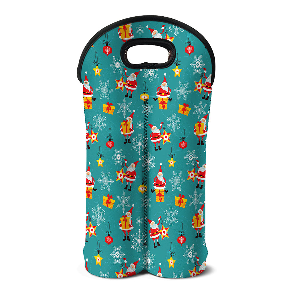 Christmas Santa Gift Pattern Print Double Neoprene Wine Tote